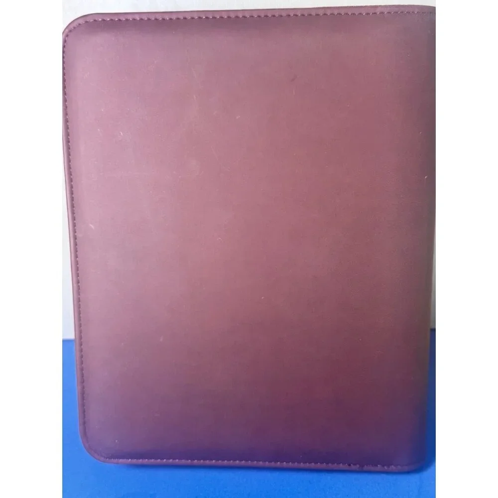 AT-A-GLANCE Burgundy Faux Leather Zippered 3-Ring Binder Organizer
